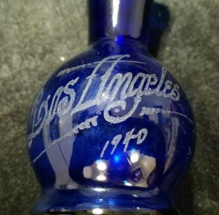 Vintage Small Cobalt Blue Bud Vase (souvenir Of Los Angeles 1940)