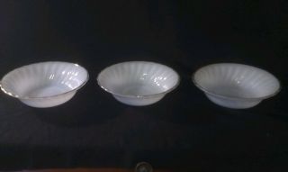3 Anchor Hocking Fire King White Swirl Cereal/soup Bowls