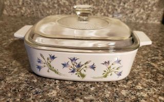 Corning Ware Blue Dusk Floral 1 Liter Casserole Dish With Ribbed Pyrex Glass Lid