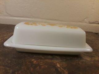 Vintage Pyrex - Butterfly Gold Butter Dish 2 Pc Complete Set - GUC 2