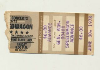 Reo Speedwagon Concert Ticket Stub 1978 Pine Bluff Arkansas Convention Center