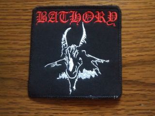 Bathory With Logo,  Sew On Red And White Embroidered Patch