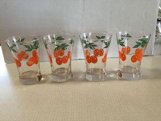 Set Of 4 Collectible Vintage Orange Juice Glasses