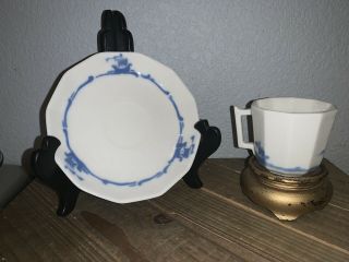 Antique Rookwood Pottery Co Blue Ship Demi Espresso Tea Cup & Saucer Rp Teacup