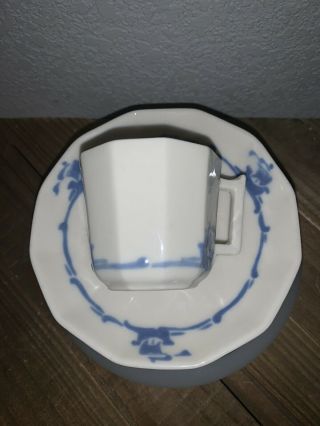 Antique Rookwood Pottery Co Blue Ship Demi Espresso Tea Cup & Saucer RP Teacup 3