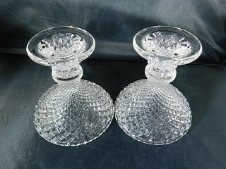 Clear Crystal Miss America Or English Hobnail 3 3/4 " Candle Holders