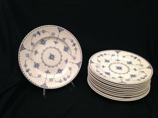 Vintage One (1) Furnivals Denmark 10 " Dinner Plate Blue White Made In England