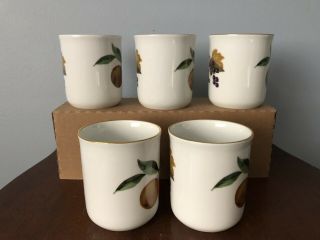 Royal Worcester Fine Porcelain Evesham 1961 Coffee Mugs set of 5 ENG pre owned 2