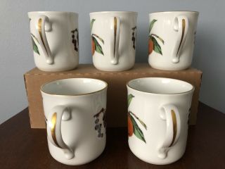 Royal Worcester Fine Porcelain Evesham 1961 Coffee Mugs set of 5 ENG pre owned 5