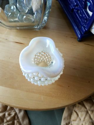 Fenton Moonstone Opalescent Hobnail White and Clear Mini Vase 3 