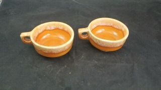 Pair Hull Pottery Tangerine Orange Drip Glaze Soup Coffee Tea Mug Cup Oven Proof