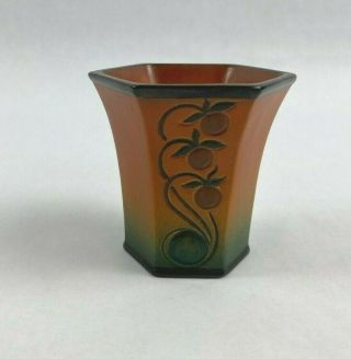 Vintage Ipsen / Denmark Art Pottery Fruit Design 2 7/8 " Vase
