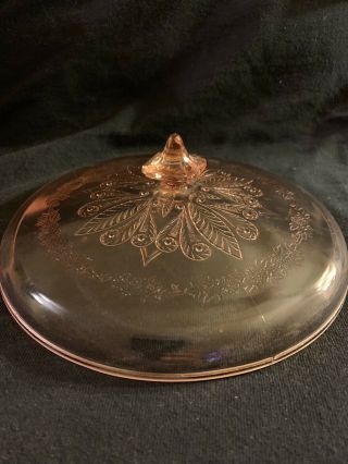 Jeanette Glass Pink Depression Glass Adam Pattern Lid Only 9”