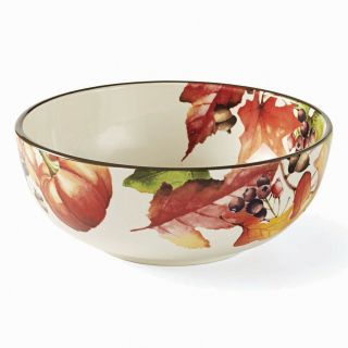 Better Homes Gardens Stoneware Botanical Autumn Fall 7 - 1/2 " Soup Bowls Two