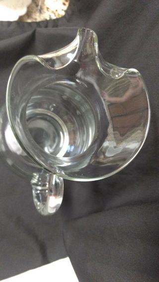 PRINCESS HOUSE ETCHED GLASS PITCHER.  HERITAGE 459.  CAT TAIL HANDLE.  ICE LIP 2
