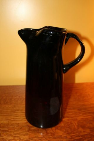 Unusual Vintage Deep Amethyst Purple Art Glass Pitcher Large 11 Inches