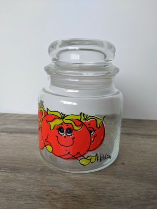 Vintage Anchor Hocking Hilde Tomato Glass Jar With Lid Midcentury Dishes
