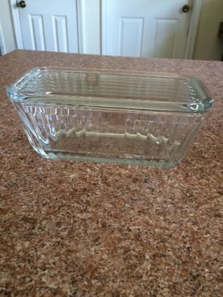 1932 Clear Ribbed Anchor Hocking Vintage Design Casserole Dish