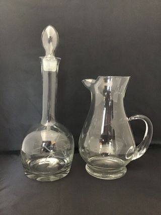 Princess House Heritage Etched Crystal Decanter And Pitcher