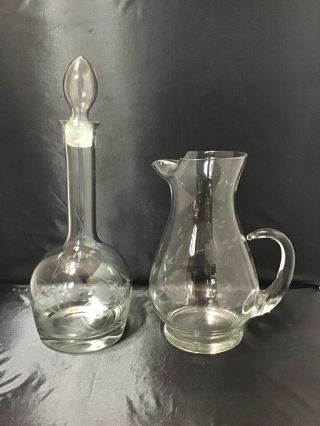 Princess House Heritage Etched Crystal Decanter And Pitcher 2