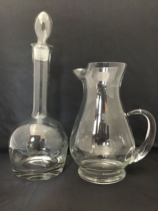 Princess House Heritage Etched Crystal Decanter And Pitcher 3