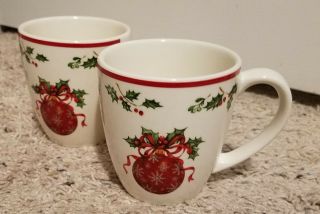 Christopher Radko Holiday Celebrations Red Trim Mugs Set Of 2