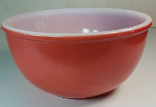 Vintage Fire King Red Mixing Bowl Oven Ware Beaded Rim 8 1/4 " Dia