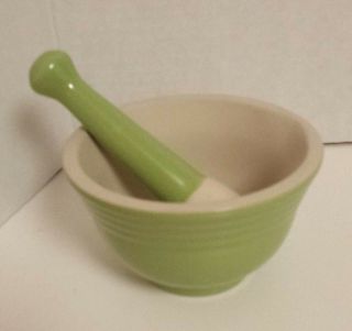 Green Pottery Mortal And Pestle Made In Thailand Vintage