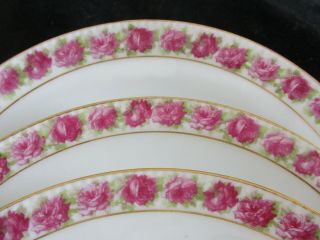 Set Of 3 Haviland Plates 8 1/2 " Pink Roses Schleiger 953 A Gold Perfect Limoges