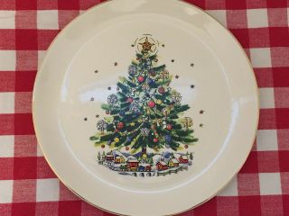 Vintage Salem Christmas Eve Dinner Plate By Viktor Schreckengost Gold Trim Euc