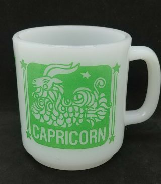 Vintage Federal Glass Zodiac Capricorn Coffee Cup Mug