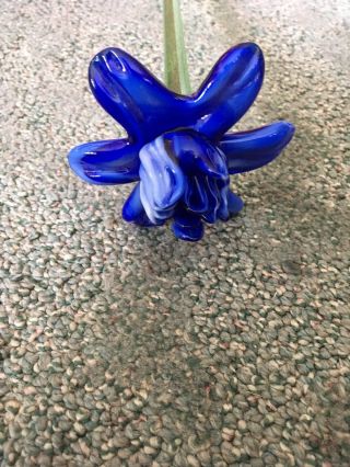 Art Glass Long Stemmed Blue Flower
