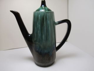 Blue Mountain Pottery Coffee Pot Green Glaze 9 1/2 In Tall Pre Own Exc.  Cond