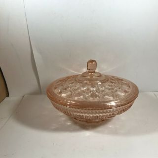 Vintage Pink Depression Indiana Glass Candy Dish Lid Windsor Pattern
