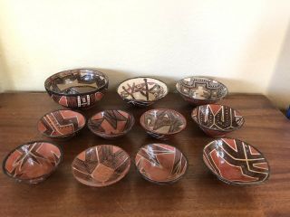 Authentic Ecuadorian Art Pottery Bowls Hand Made And Painted From Ecuador