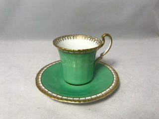Vintage Royal Bayreuth - Green & Gold Demitasse Cup And Saucer