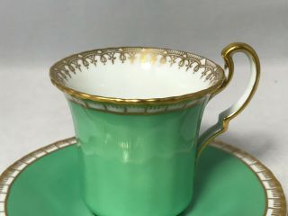 Vintage Royal Bayreuth - Green & Gold Demitasse Cup And Saucer 2