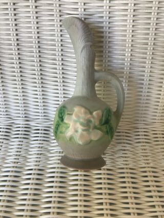 Antique Roseville Gardenia Ewer Pitcher Vase 6” Blue Rl 125