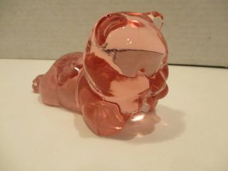 Vintage Fenton Pink Glass Day Dreaming Bear Figurine Made Usa