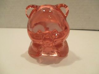 Vintage Fenton Pink Glass Day Dreaming Bear Figurine Made USA 2