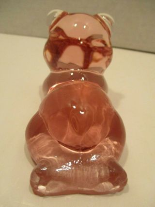 Vintage Fenton Pink Glass Day Dreaming Bear Figurine Made USA 4