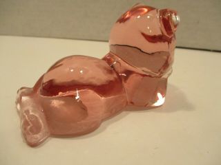 Vintage Fenton Pink Glass Day Dreaming Bear Figurine Made USA 5