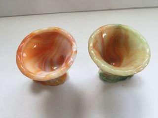 Glass Orange & White Marbled Cornucopia Horn 3 