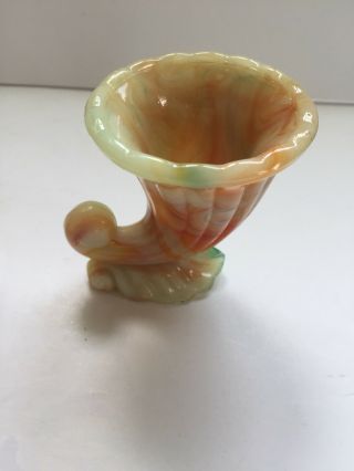 Glass Orange & White Marbled Cornucopia Horn 3 