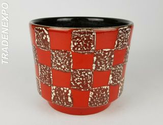 Vintage 60s - 70s Es Keramik Planter Pot Red West German Pottery Fat Lava Era