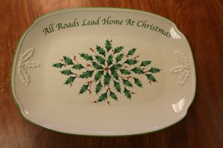 Lenox Large Holiday All Roads Lead To Home At Christmas Platter 14 "