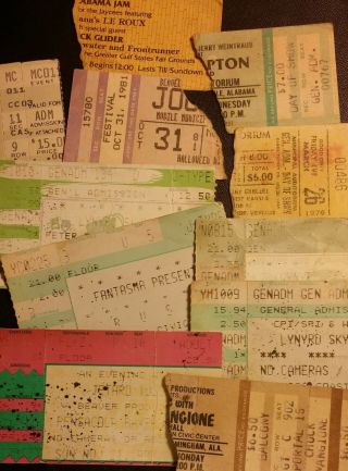 (11) Concert Ticket Stubs Short Torn And Faded