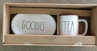 2019 Rae Dunn By Magenta Goodies & Tea Oval Plate And Mug Boxed Gift Set