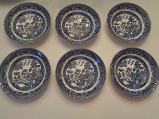 Churchill China Six (6) Blue Willow Soup Bowls - 8 " Wide