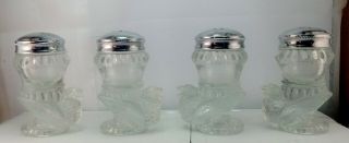 4 - Degenhart Glass Salt Pepper Shakers Clear Bird And Berry